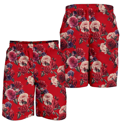 Rose Red Pattern Print Design RO07 Mens Shorts