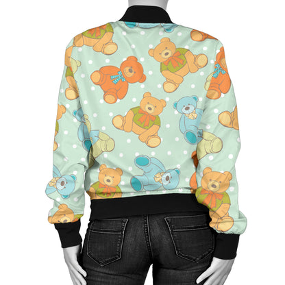 Bear Pattern Print Design 02 Women's Bomber Jacket