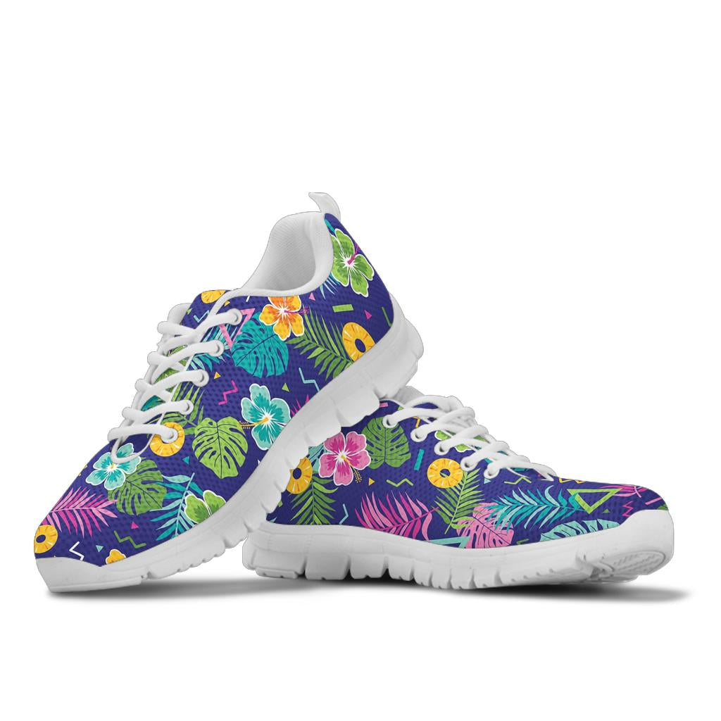Hawaiian Themed Pattern Print Design H014 Sneakers White Bottom Shoes