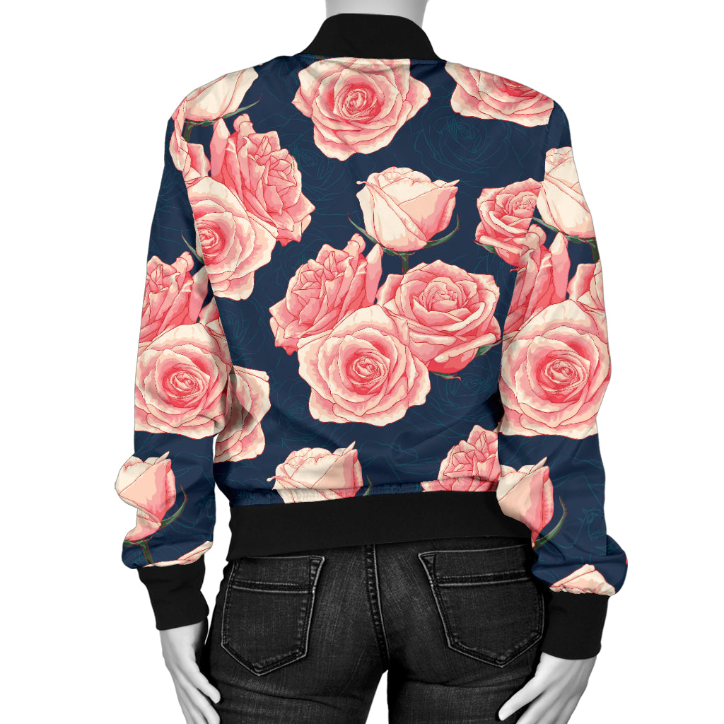 Rose Pattern Print Design A03 Women's Bomber Jacket