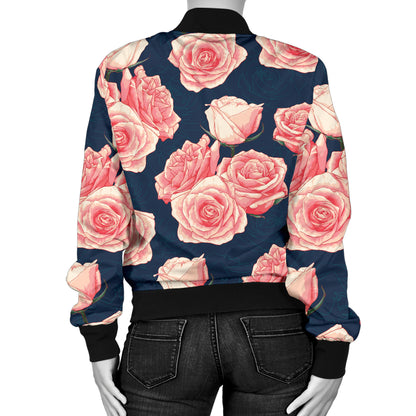 Rose Pattern Print Design A03 Women's Bomber Jacket