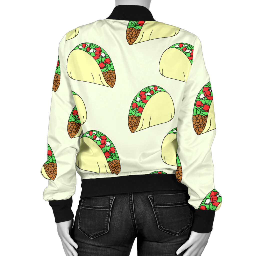 Taco Pattern Print Design TC05 Women Bomber Jacket