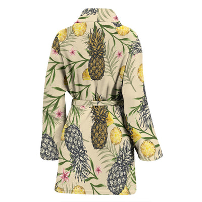 Pineapple Pattern Print Design PP012 Women Bathrobe