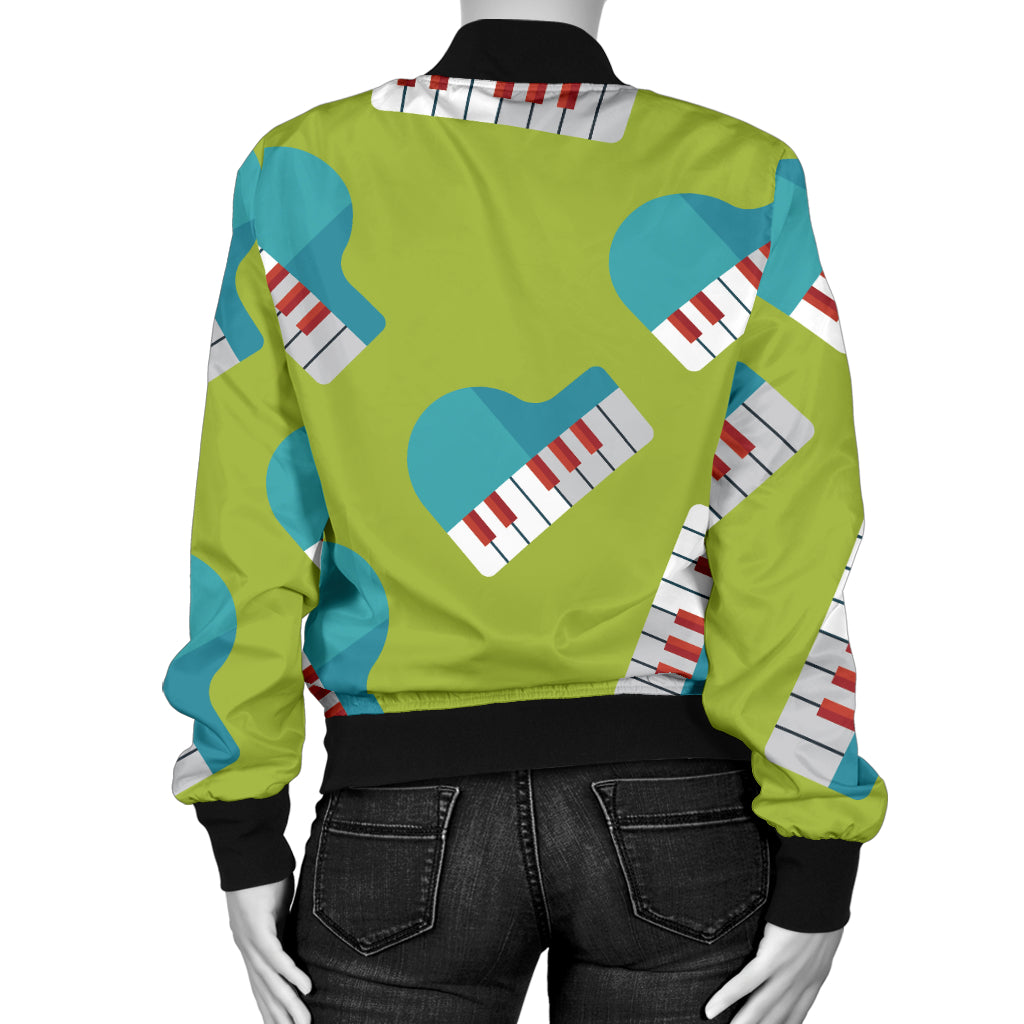 Piano Pattern Print Design 03 Women's Bomber Jacket