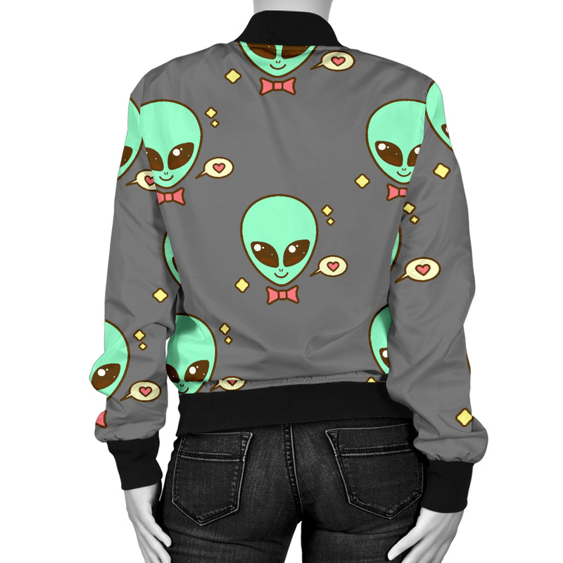 Alien Pattern Print Design 02 Women's Bomber Jacket