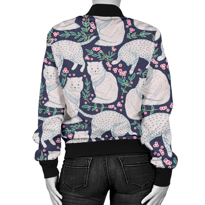 Cat Pattern Print Design 06 Women's Bomber Jacket