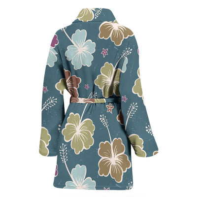 Hibiscus Pattern Print Design HB033 Women Bathrobe