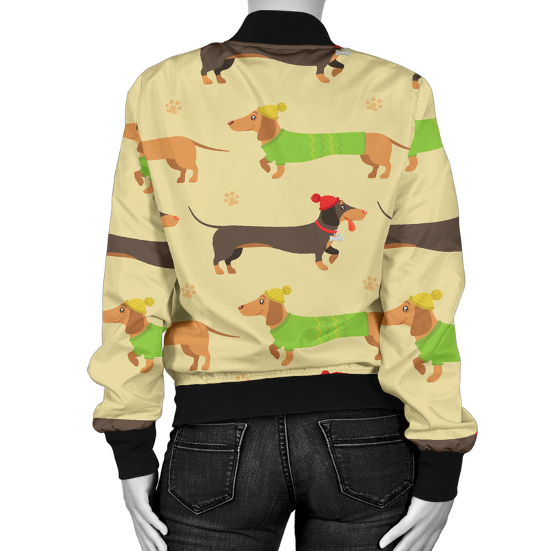 Dachshund Pattern Print Design 06 Women's Bomber Jacket