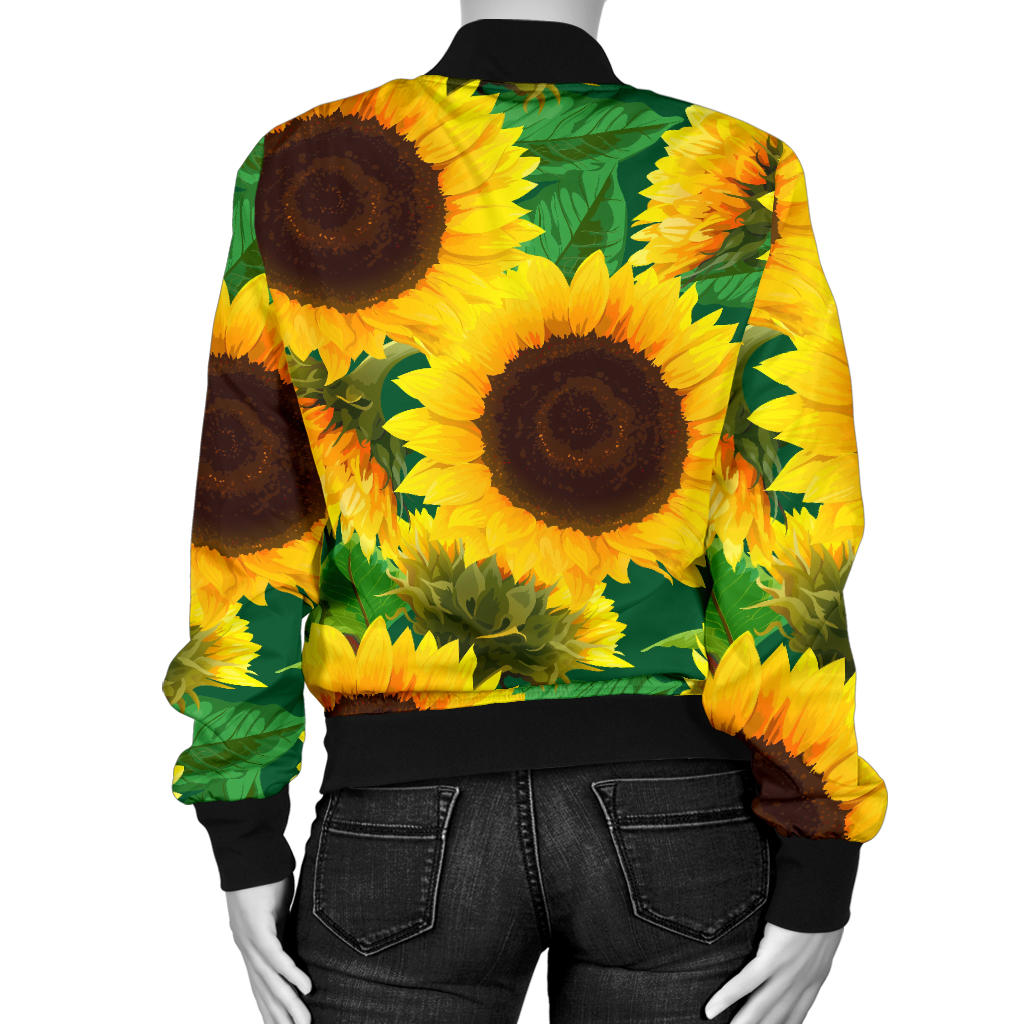 Sunflower Pattern Print Design SF02 Women Bomber Jacket