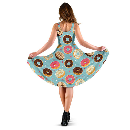 Donut Pattern Print Design DN04 Midi Dress