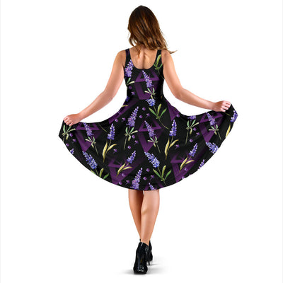 Lavender Pattern Print Design LV07 Midi Dress