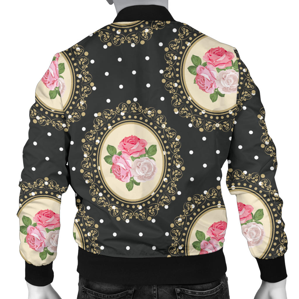 Rose Pattern Print Design RO015 Men Bomber Jacket