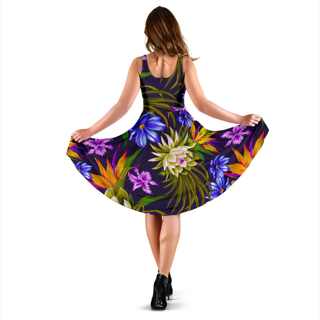 Water Lily Pattern Print Design WL08 Midi Dress