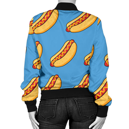 Hot Dog Pattern Print Design 02 Women's Bomber Jacket