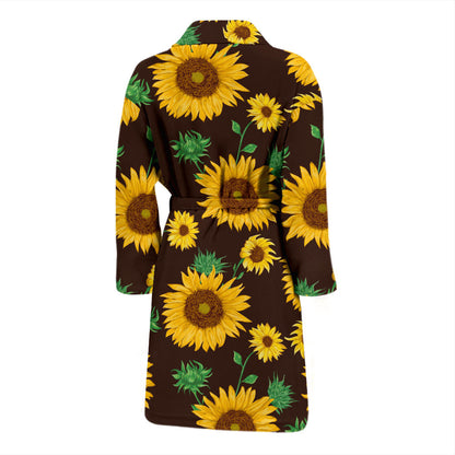 Sunflower Pattern Print Design SF01 Men Bathrobe
