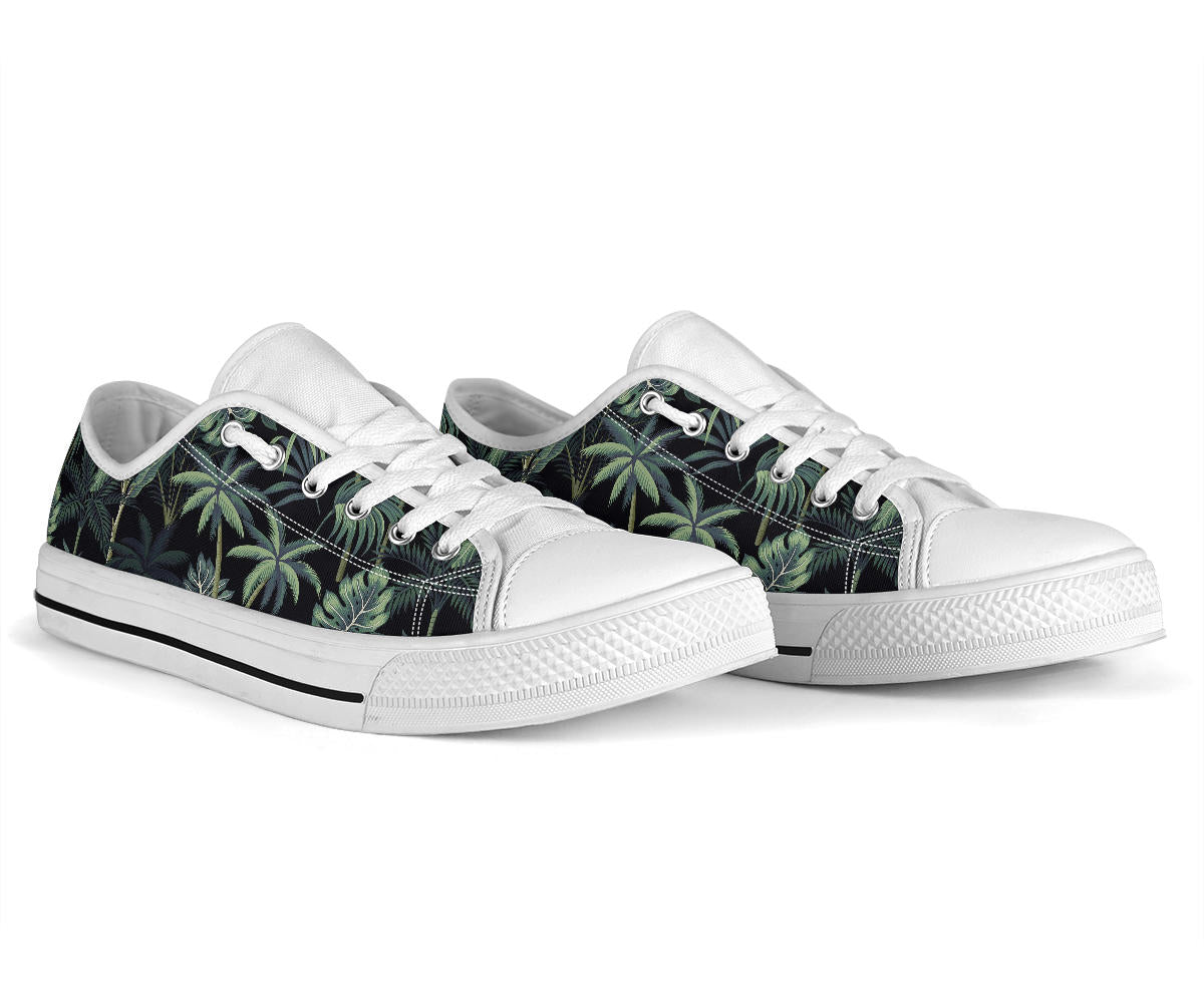Rainforest Pattern Print Design RF02 White Bottom Low Top Shoes