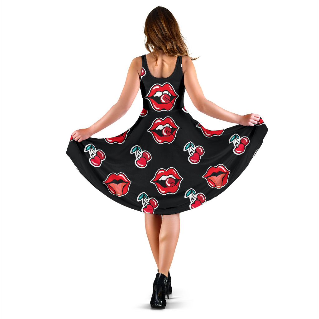 Cherry Pattern Print Design CH04 Midi Dress