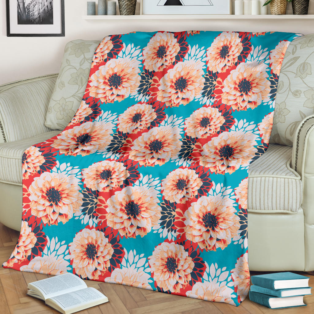 Dahlia Pattern Print Design DH05 Fleece Blanket