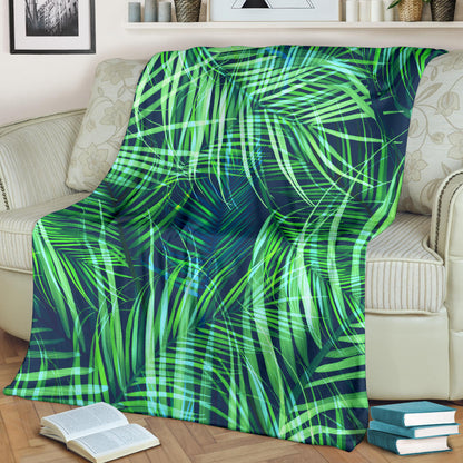 Palm Leaves Pattern Print Design PL02 Fleece Blanket