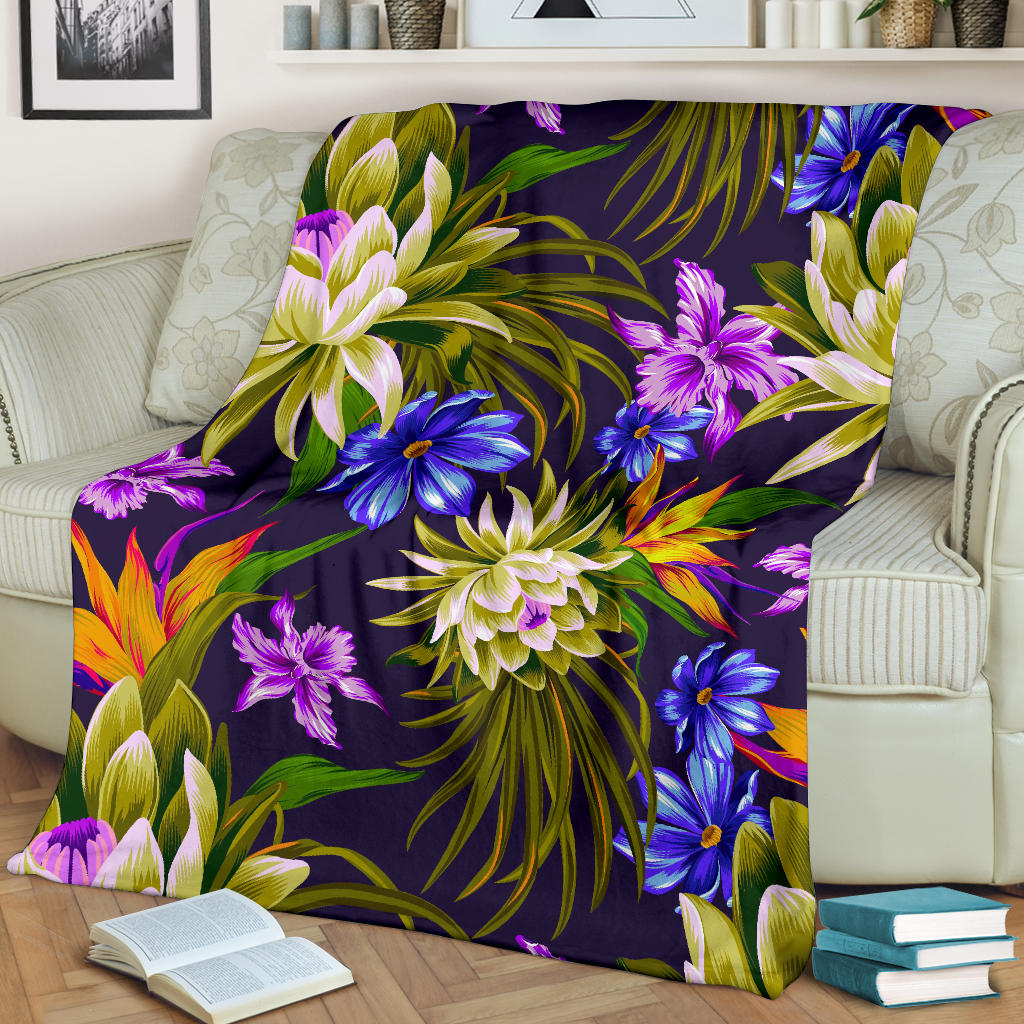 Water Lily Pattern Print Design WL08 Fleece Blanket