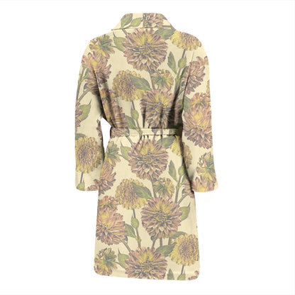 Dahlia Pattern Print Design DH09 Men Bathrobe