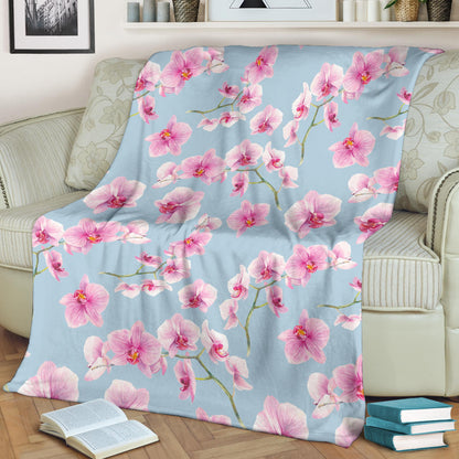 Orchid Pink Pattern Print Design OR01 Fleece Blanket