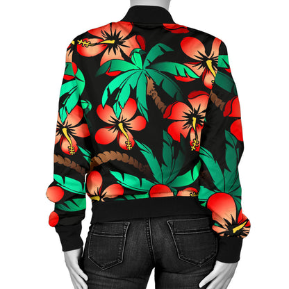 Hawaiian Themed Pattern Print Design H022 Women Bomber Jacket