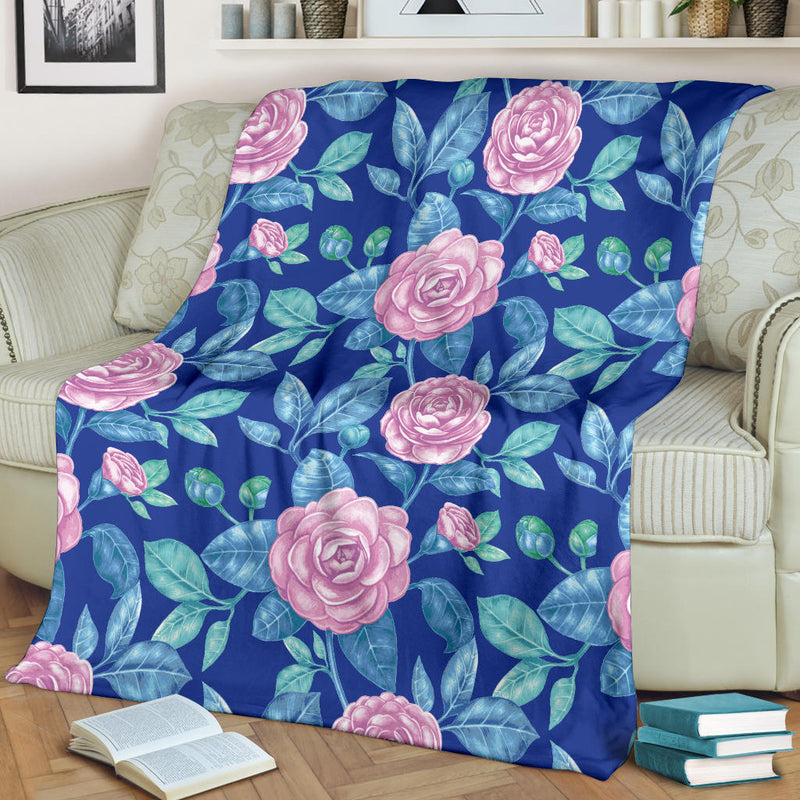 Camellia Pattern Print Design CM05 Fleece Blanket