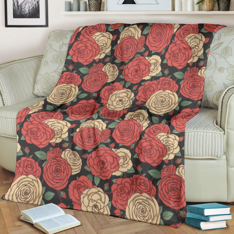 Camellia Pattern Print Design CM01 Fleece Blanket