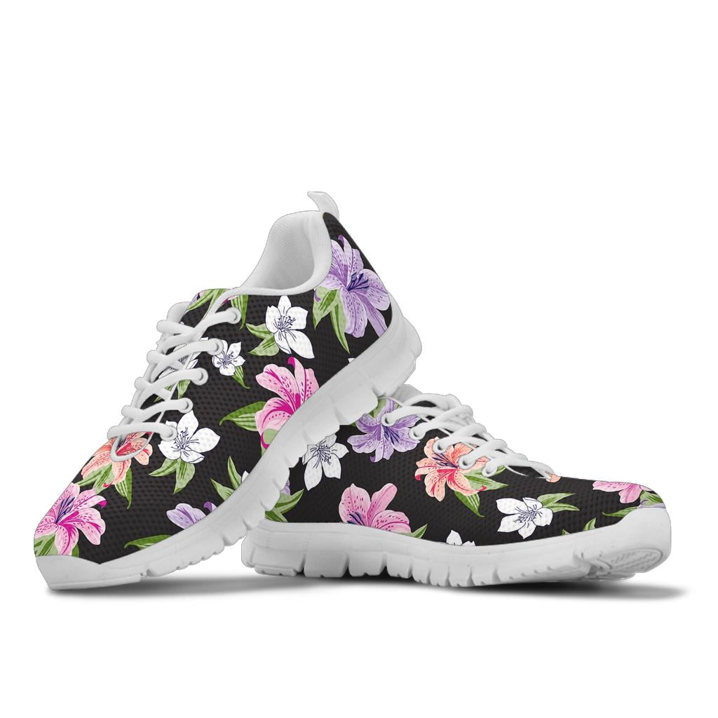 Lily Pattern Print Design LY02 Sneakers White Bottom Shoes