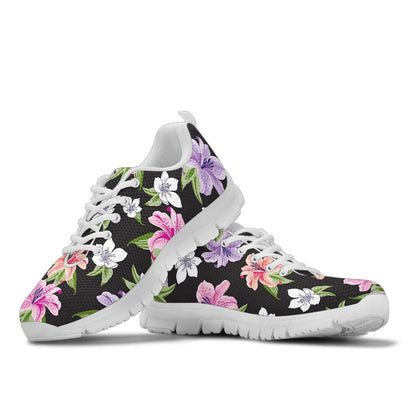Lily Pattern Print Design LY02 Sneakers White Bottom Shoes