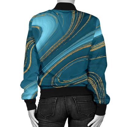 Liquid Pattern Print Design 04 Women's Bomber Jacket