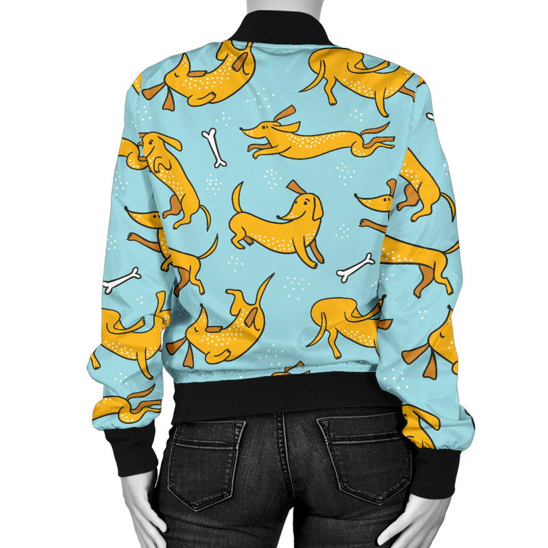 Dachshund Pattern Print Design 08 Women's Bomber Jacket