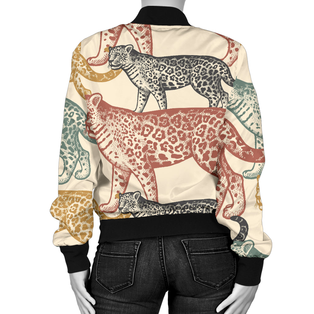Jaguar Pattern Print Design 01 Women's Bomber Jacket
