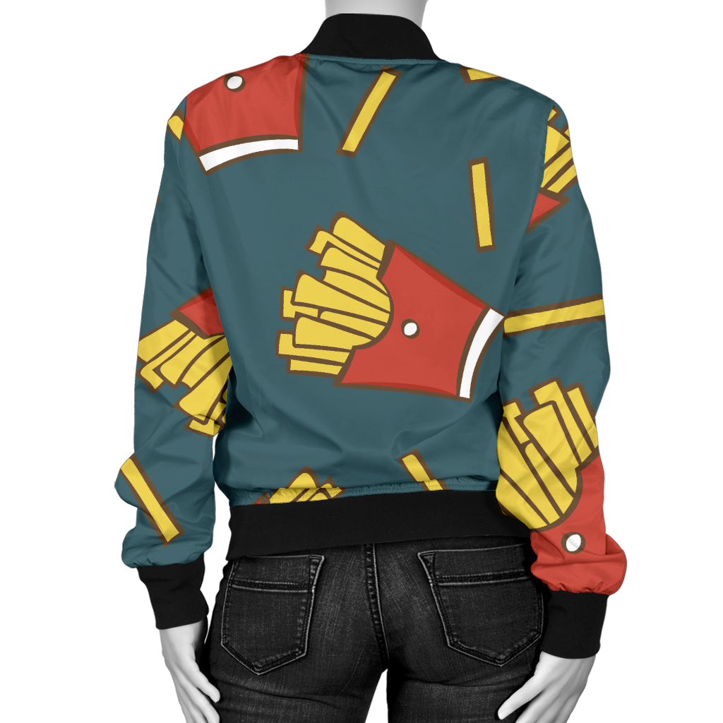 French Fried Pattern Print Design 04 Women's Bomber Jacket
