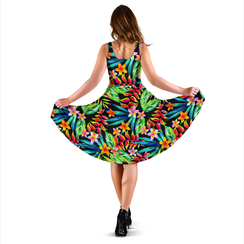 Heliconia Pattern Print Design HL09 Midi Dress
