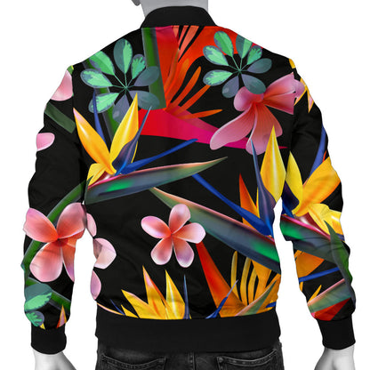Tropical Flower Pattern Print Design TF015 Men Bomber Jacket