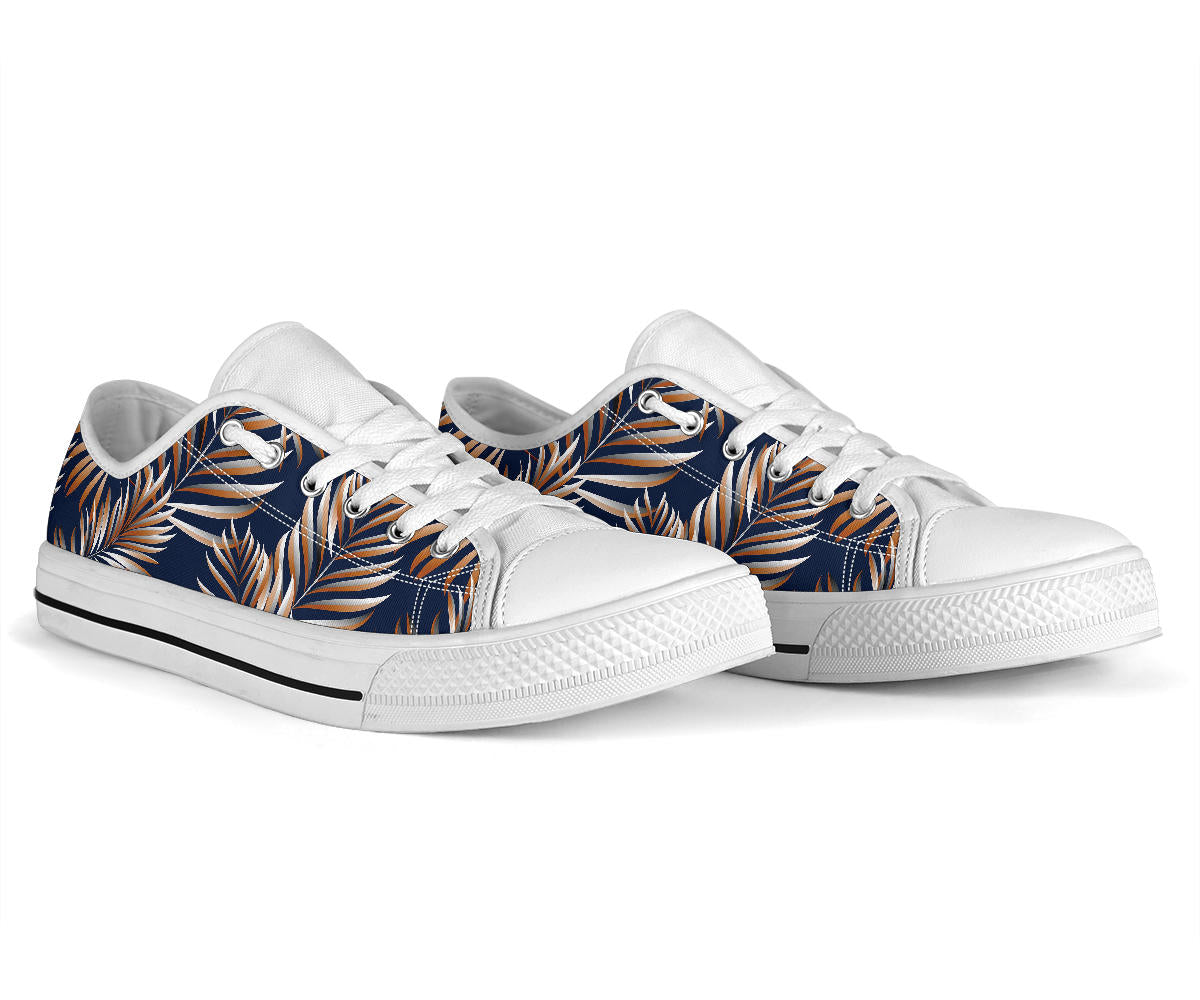 Tropical Flower Pattern Print Design TF07 White Bottom Low Top Shoes