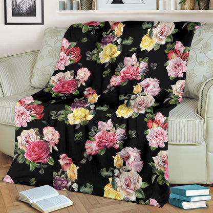 Rose Pattern Print Design RO010 Fleece Blanket