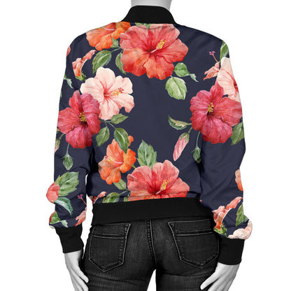 Tropical Flower Pattern Print Design TF020 Women Bomber Jacket
