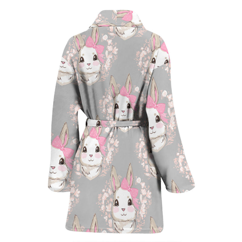 Rabbit Pattern Print Design RB07 Women Bathrobe