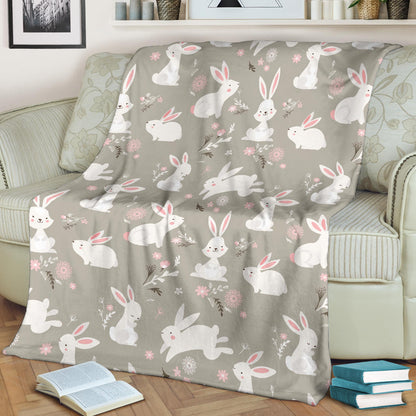 Rabbit Pattern Print Design RB03 Fleece Blanket