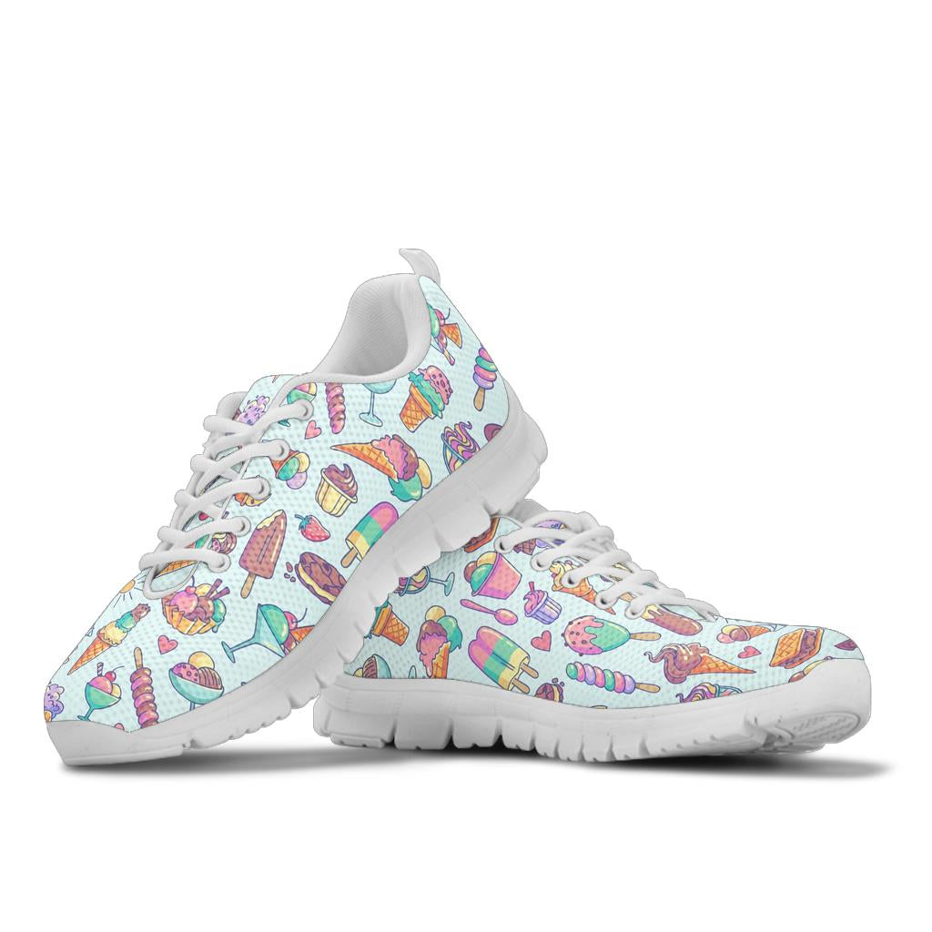 Ice Cream Pattern Print Design IC02 Sneakers White Bottom Shoes