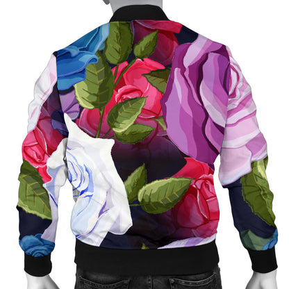 Rose Pattern Print Design RO09 Men Bomber Jacket