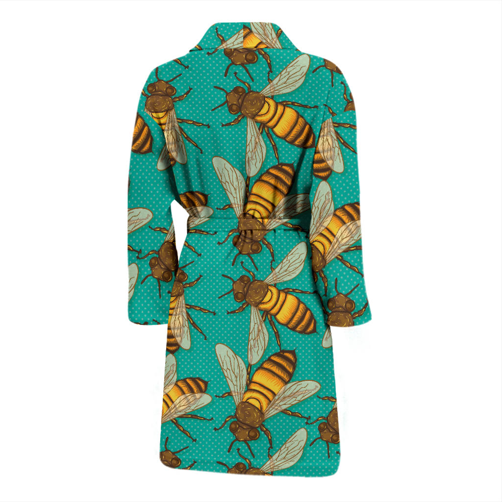Bee Pattern Print Design BEE04 Men Bathrobe