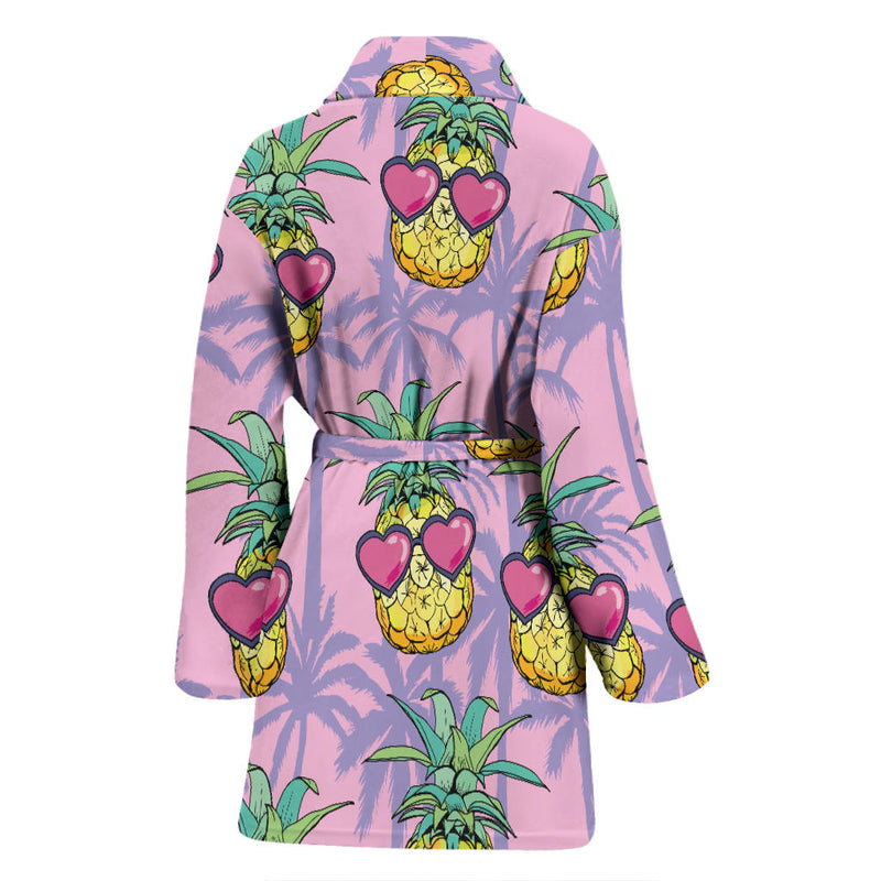 Pineapple Pattern Print Design PP06 Women Bathrobe