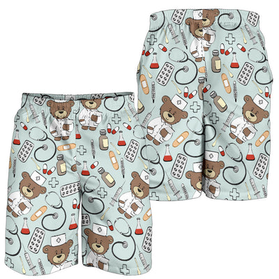 Nurse Bear Pattern Print Design A01 Mens Shorts