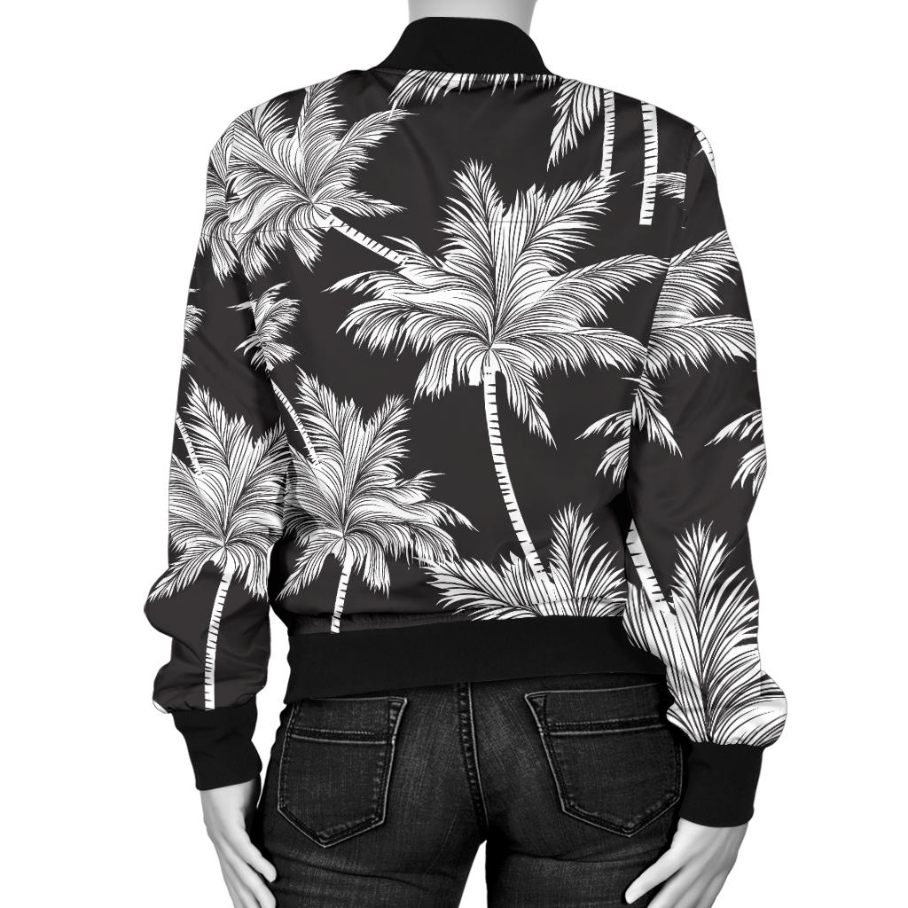 Palm Tree Pattern Print Design PT03 Women Bomber Jacket