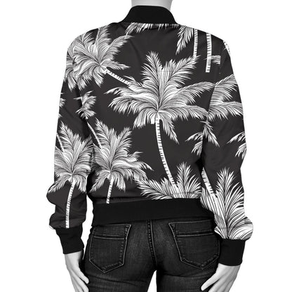 Palm Tree Pattern Print Design PT03 Women Bomber Jacket