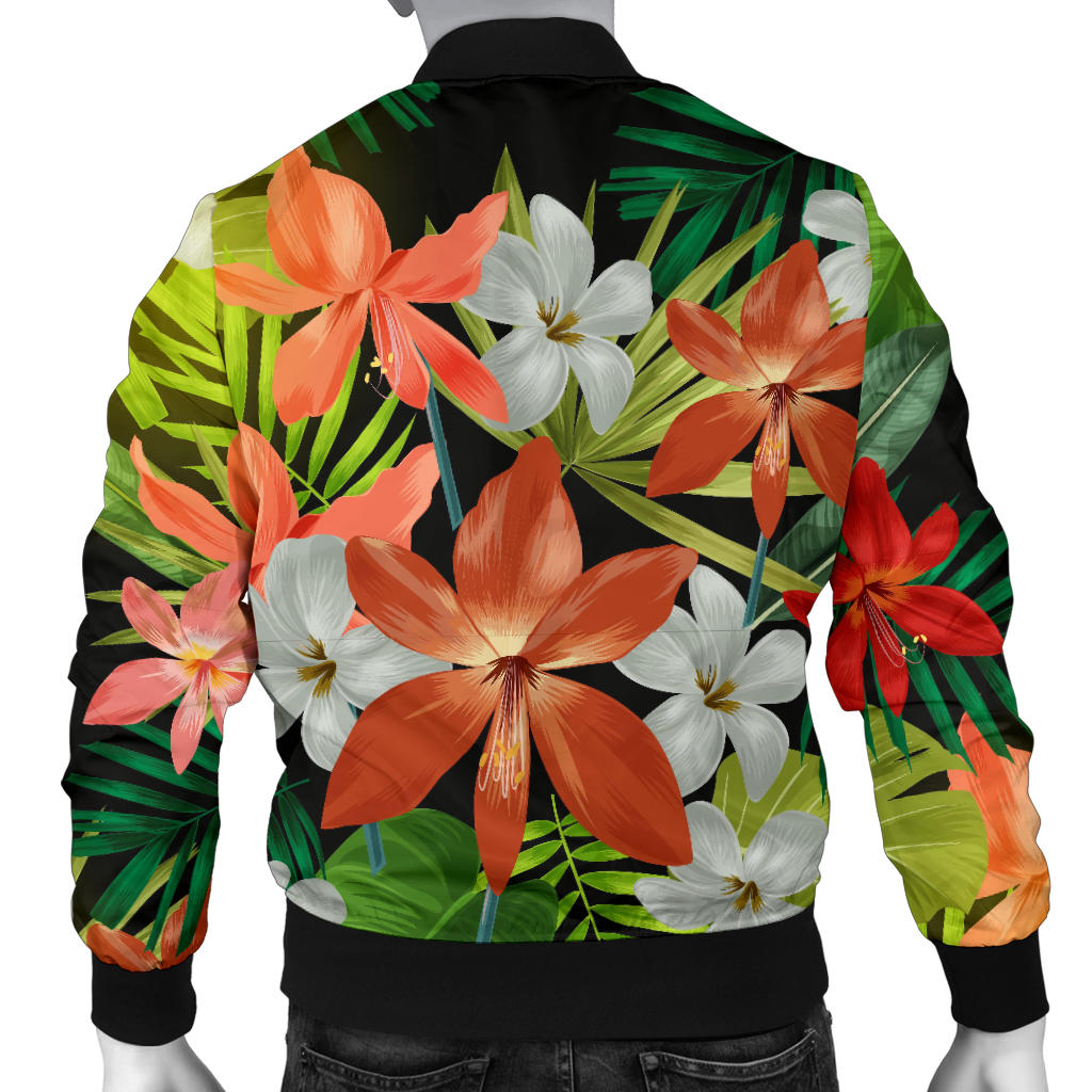 Amaryllis Pattern Print Design AL07 Men Bomber Jacket